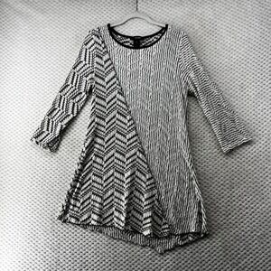 Ali Miles Tunic Top Black White Textured ‎ Casual Artsy Laganlook Modest Size M